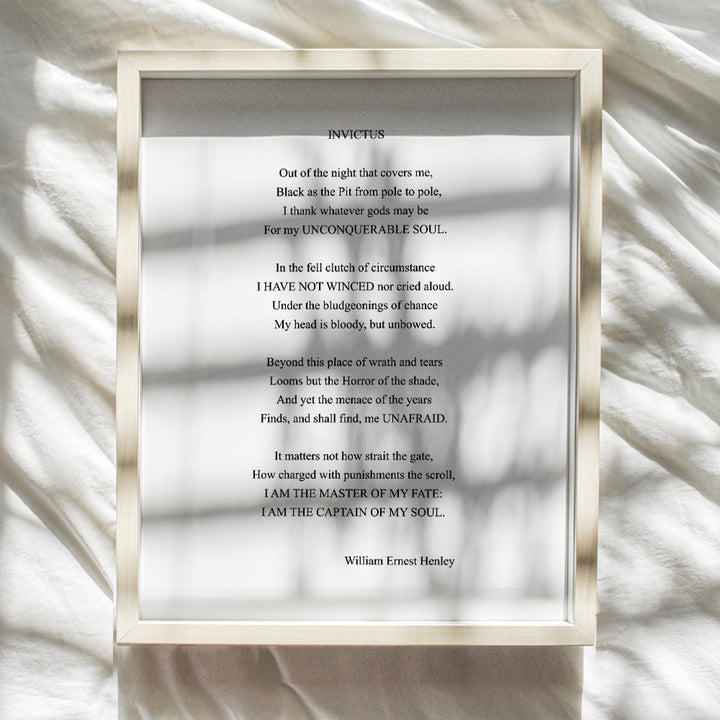 Invictus Poem Wall Art Print Typography - 8x10 Unframed Photo - Makes a Great Gift for Home Decor - Motivational and Inspirational