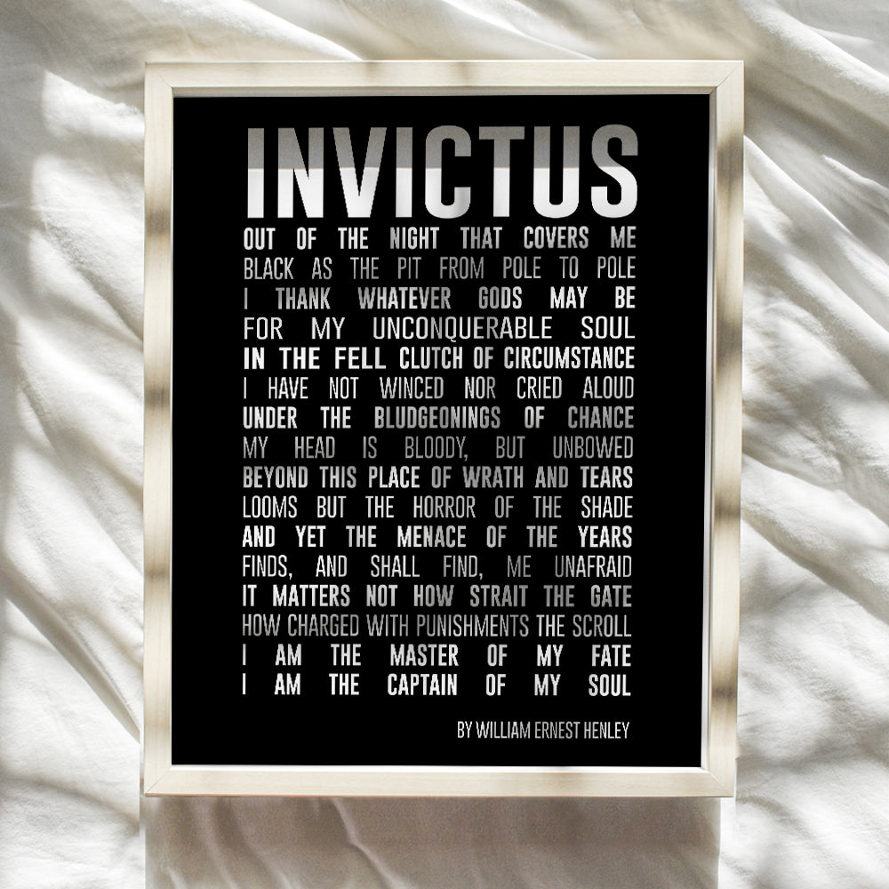 Motivational Invictus Poem Quote Wall Art Print - Inspirational Home Decor for Bedroom, Den, Office, Classroom or Dorm Room - Gift for Entrepreneurs, Teachers, Men, Teens, Kids - 8x10 Photo - Unframed