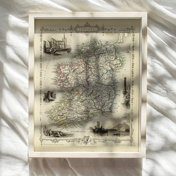 Irish Wall Art - Map of Ireland - Irish Home Decor - Irish Gifts - Vintage Retro Antique Style Irish Wall Decor - Celtic Wall Decor Poster Print