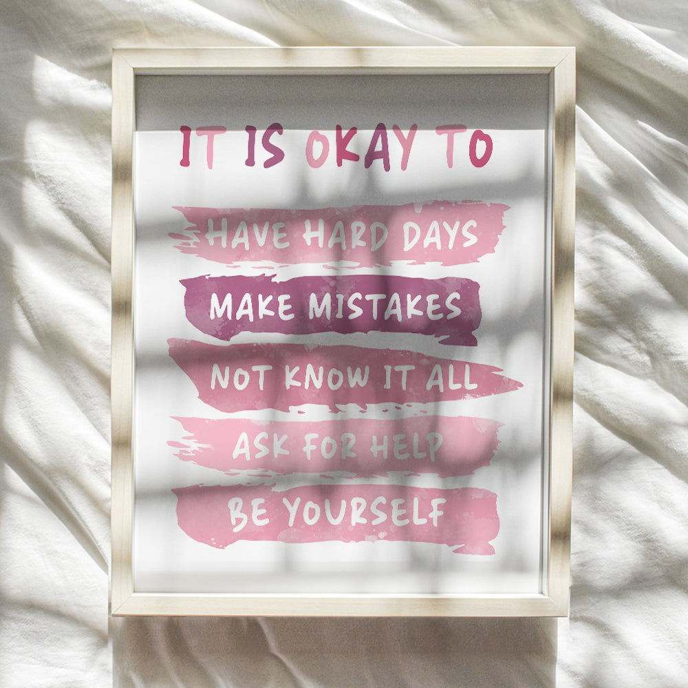 Motivation Inspiration Wall Art - Positive Quotes Wall Decor - Encouragement Gift - Inspirational Gift for Woman Girl Daughter Entrepreneur - Pink Motivational poster - Home Office Bedroom Bathroom