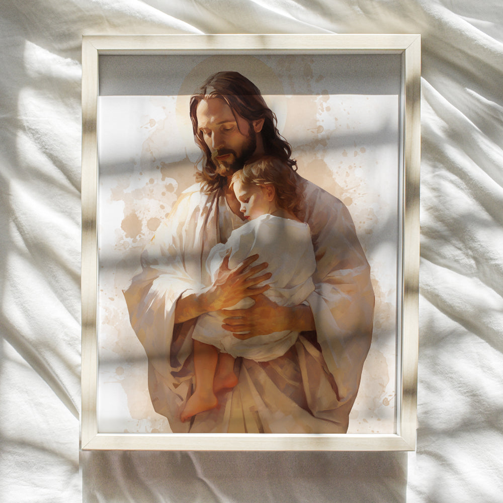 Jesus Christ Christian Wall Art & Decor - Nursery Baby Room Decor - Christian Art - Kids Wall Decor, Bedroom Decor - Inspirational Religious Decor - spiritual Gifts for Women - positive God Wall Decor