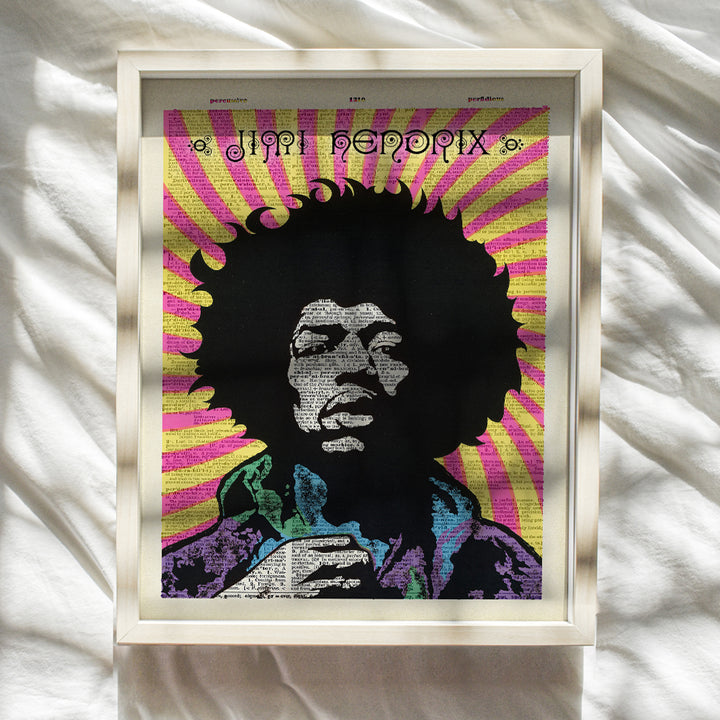 Jimi Hendrix Psychedelic Dictionary Wall Art Print - Original 8x10 Picture Photo Home Decor - Cool Gift for 60s Music, Woodstock Fans - Unframed Poster