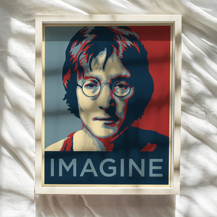 John Lennon Imagine Wall Art Print - Contemporary 8x10 Photo Poster - Cool Unique Gift for Beatles Music Fans - Original Home Decor, Room or Office Decoration - Unframed Picture