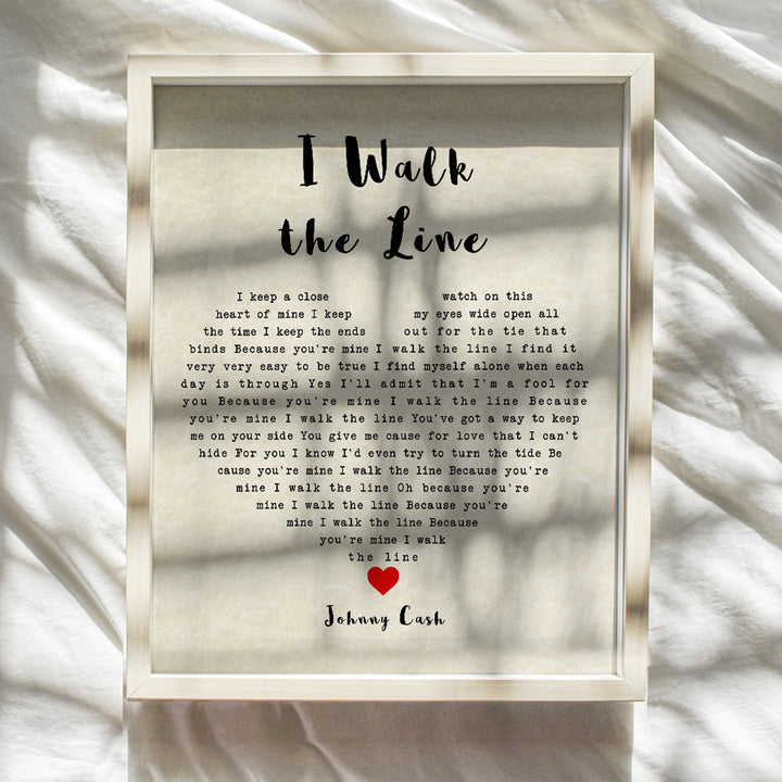 Johnny Cash Poster - 8x10 I Walk The Line Song Lyrics - Cool Gift for Country Music, Nashville, Grand Ole Opry Fans - Romantic Sentimental Poster Print, Wall Art, Home Decor