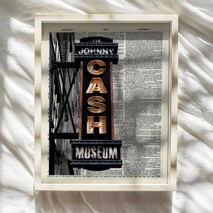 Johnny Cash Museum Dictionary Art Print - Vintage Upcycled Wall Art Poster - Modern Chic Home Decor for Bedroom, Living Room, Kitchen, Office - Gift for Country Music, Nashville Fans - 8x10 Photo