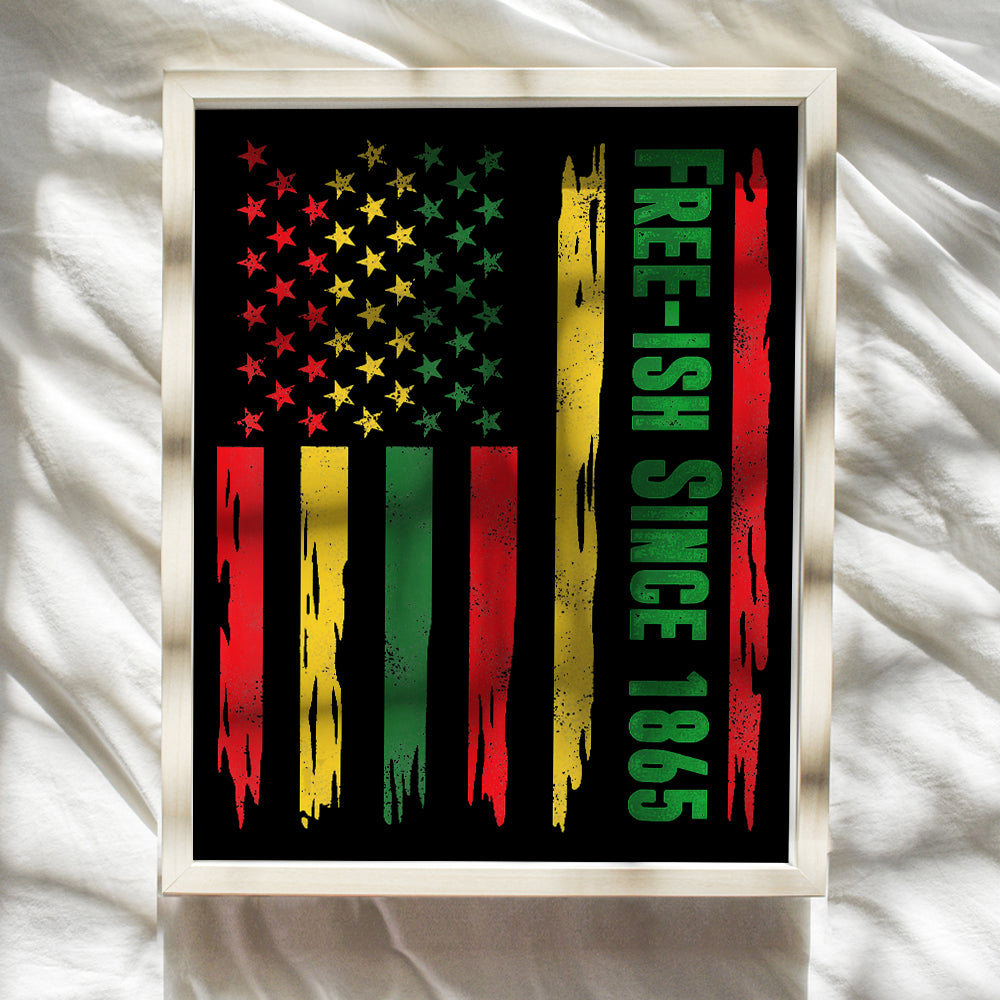 Juneteenth Flag Wall Art - Black Culture - Black Art - African American Wall Decor - Black Power - Afro American Flag - Black History Month - Black Pride Poster 8x10