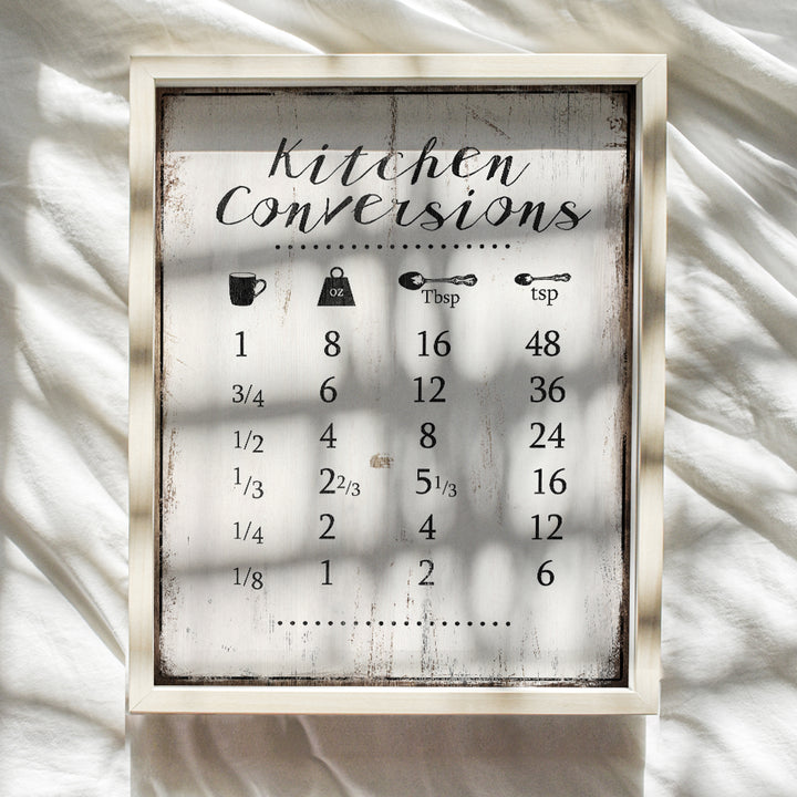 Kitchen Measurement Conversion Chart Wall Decor for Cooking, Baking - 8x10 Rustic Room Decoration, Poster Print - Cute Wall Decor or Gift for Women, Cook, Chef, Baker, Baking Fan - UNFRAMED