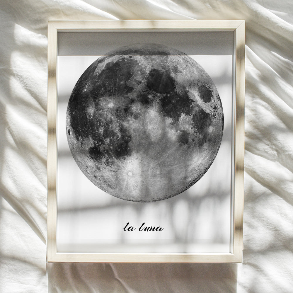 La Luna - Full Moon Decor - Moon Wall Art - Moon Wall Decor - Picture Photo - Unique Astronomy Gifts - Lunar Wall Art