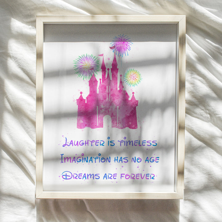 Quote Wall Art Poster Print - 8x10 Castle Cute Pink Girls Room, Bedroom Decoration, Home Decor - Inspirational Motivational Gift for Kids and Women - 8x10 Unframed Photo print