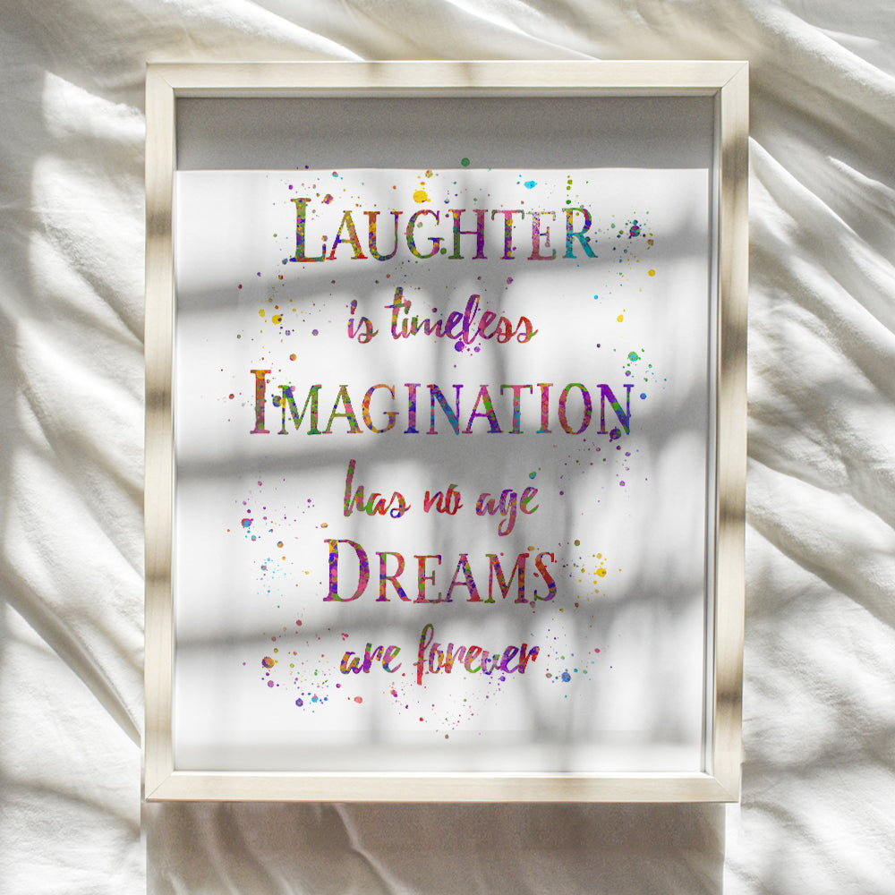 Laughter Inspirational Quote Home Decor - Dreams 8x10 Wall Art Decoration Poster print for Baby, Boy, Girl or Kids Bedroom, Nursery, Office, Living Room - Gift for Fans