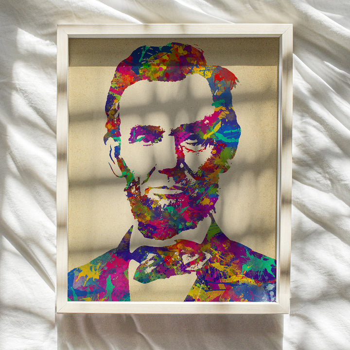 Abraham Lincoln - Abe Lincoln Patriotic Wall Decor for Home or Office - Unique Gift for Republicans, Conservatives, Civil War Buff, Democrats, Liberals - 8x10 Art Print Picture