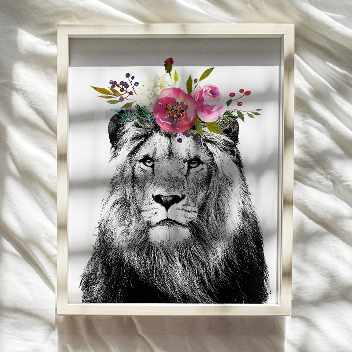 Lion Wall Decor Picture - Lion Wall Art Poster Room Decorations - Jungle Animals Bedroom Decor for Women, Kids, Teens or Girls Room, Living Room, Baby Nursery - Cute Girly Gift for Women