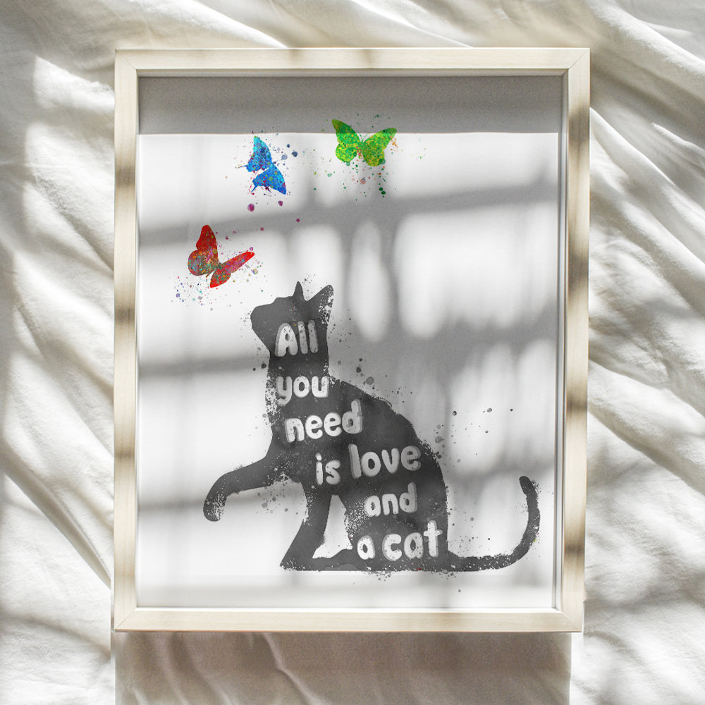 Inspirational Cat Wall Art Poster Print - Modern Home Decor, Room Decorations for Bedroom, Bathroom, Childrens, Girls, Baby, Kids Room or Nursery - Great Gift for Kitty Lovers - 8x10 Unframed Photo