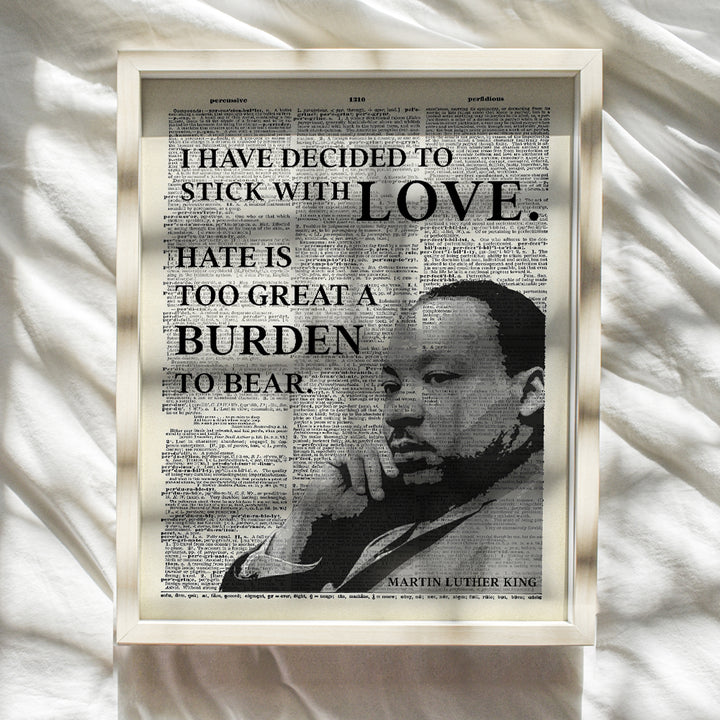 Inspirational Martin Luther King, MLK, Quote Dictionary Wall Art, Home Decor - Upcycled Poster Print for Office or Room Decorations - Gift for Black, African Americans, Civil Rights Fans- 8x10 Photo