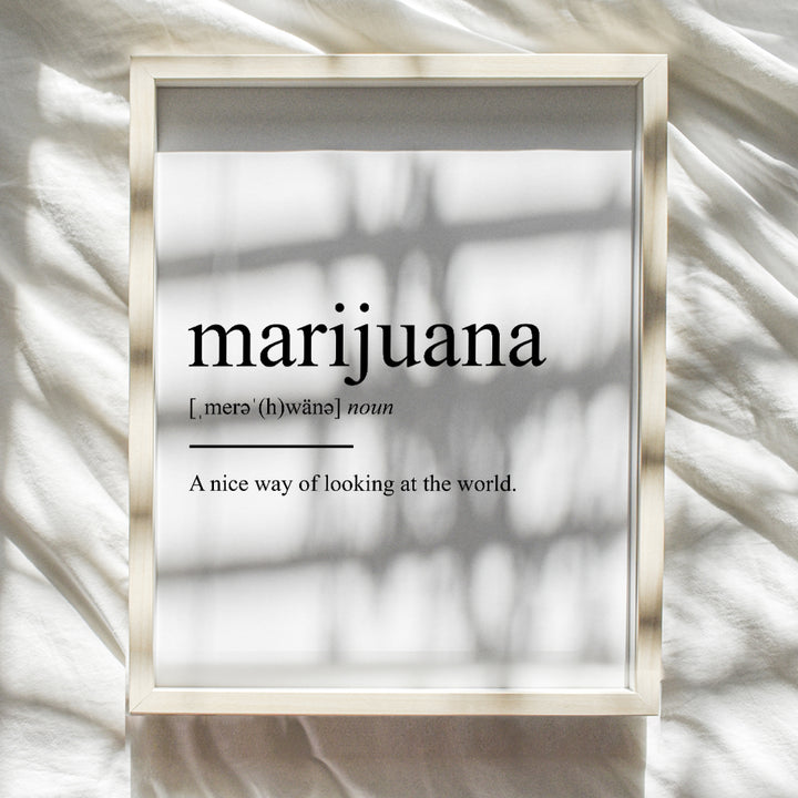 Marijuana Definition - Unframed Wall Art Print Typography - Makes a Great Affordable Gift - Funny Home Decor - Ready to Frame (8x10) Photo