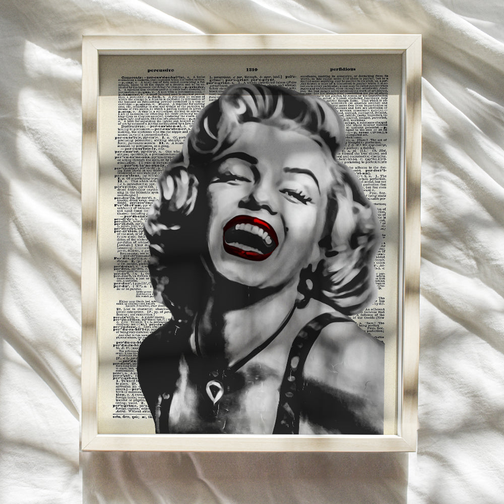 Marilyn Monroe Wall Art - Marilyn Monroe Wall Decor - Banksy Wall Art - Graffiti Wall Art - Banksy Poster - 8x10 Dictionary Art - Classic Movies - Vintage Movie Poster