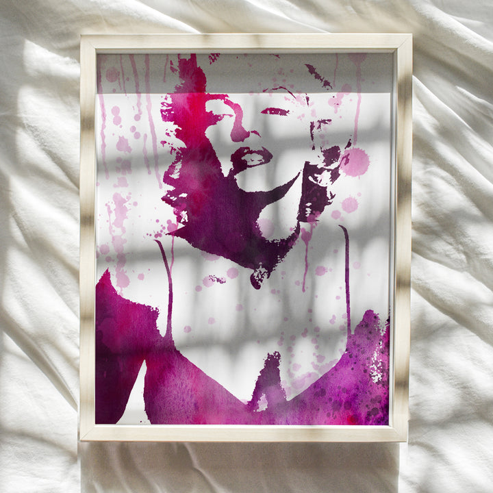 Marilyn Monroe Wall Decor - Marilyn Monroe Wall Art - Hollywood Movie Gifts - Home Theater Decor - Chic Glam Home Decor Picture - Pink 8x10 Poster Print