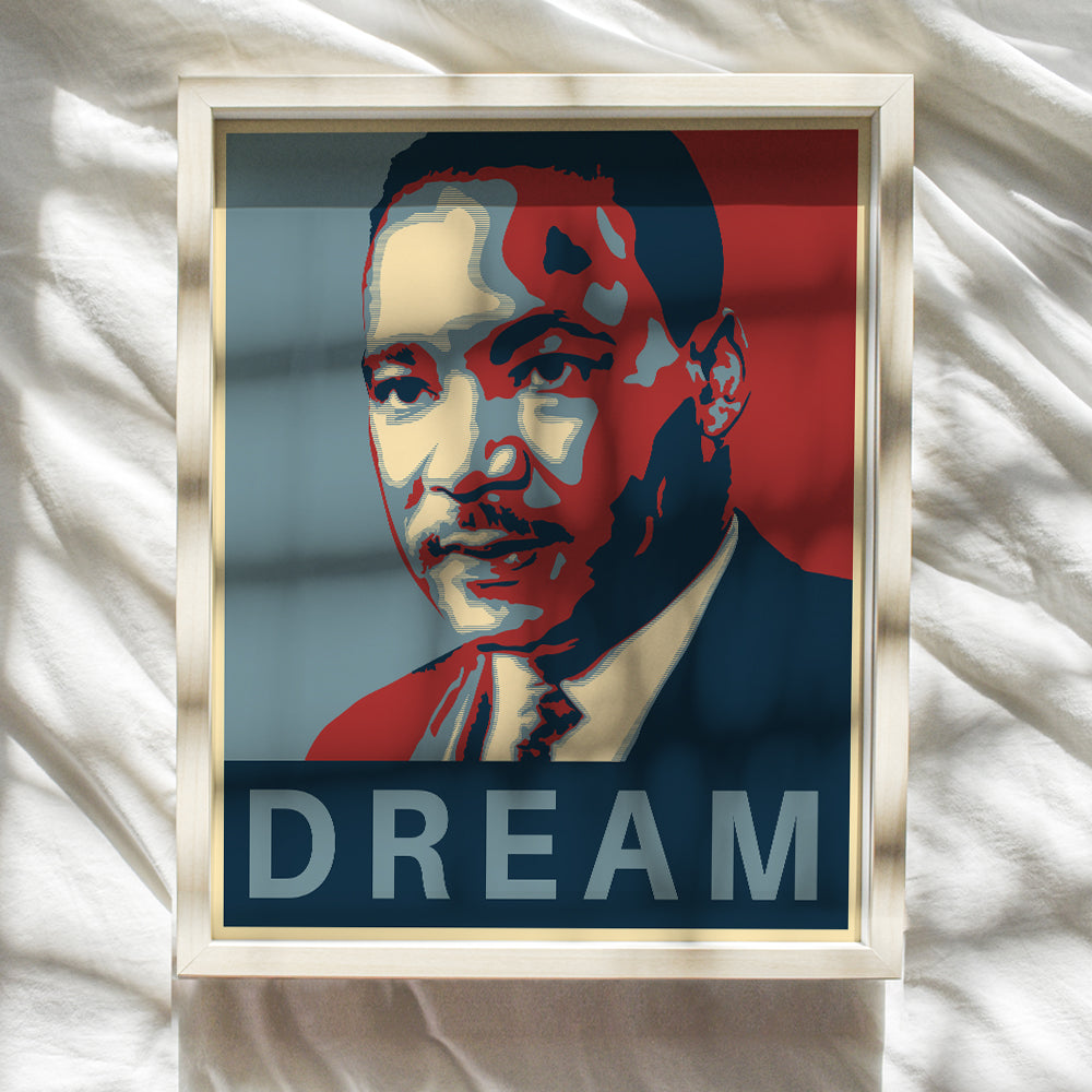 Martin Luther King Obama Wall Art - 8x10 Dream Photo Poster - Unique Home Decor or Gift - MLK, Black History Month, African American, Civil Rights, Pride, Teacher, Classroom - Unframed Picture Print