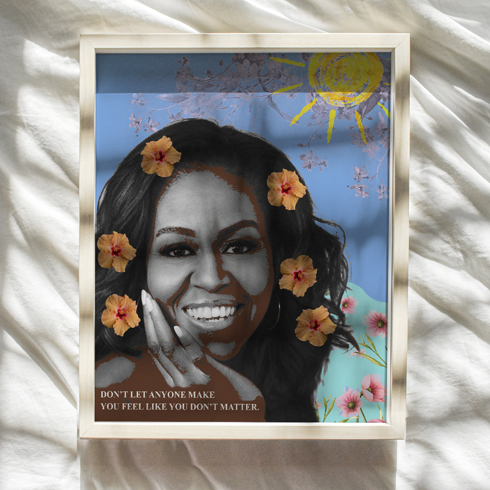 Michelle Obama Inspirational Quote Contemporary Pop Art Home Decor - Motivational Modern Wall Art Poster Print for Bedroom, Living Room, Office - Great Gift for Black, African American Women, Woman