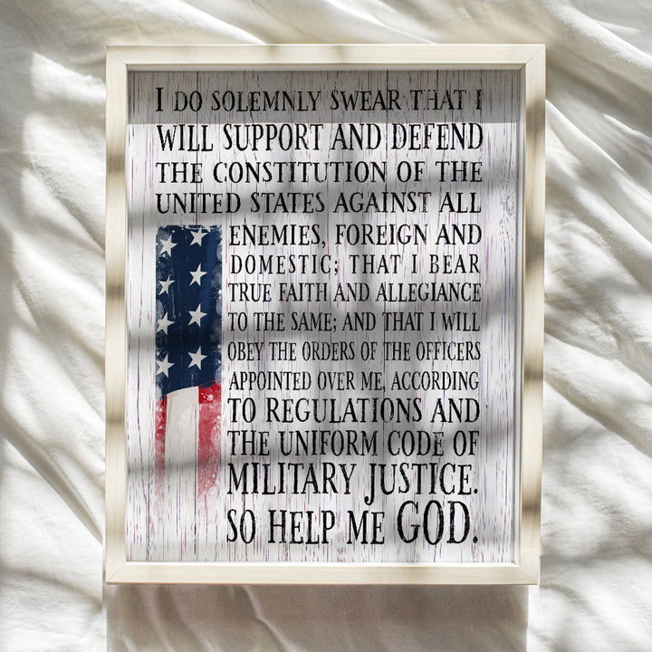 Patriotic American Wall Decor - Flag Wall Decor - Gift for Army, Navy, Marine Corps, Air Force, US Military Veterans - Sign Plaque for Home Office, Living Room - 8x10 Rustic Wall Art - Unframed