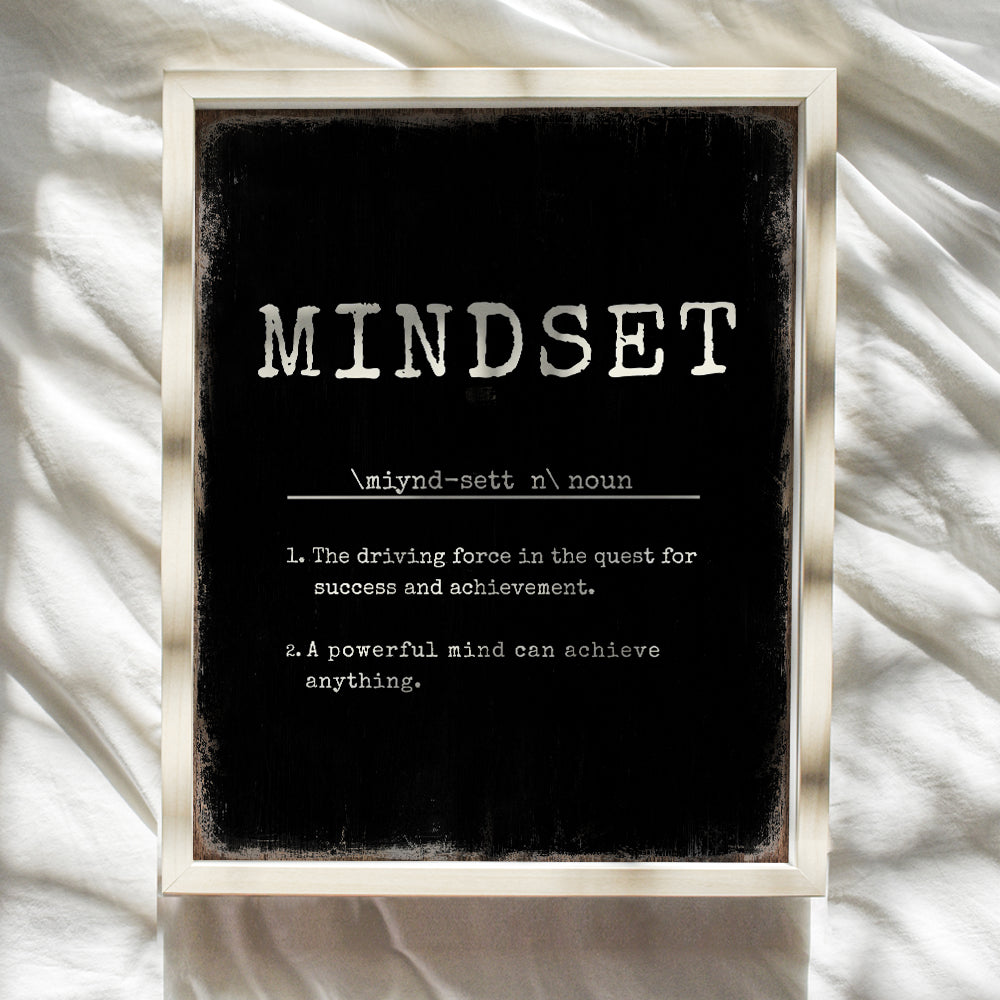 Mindset Inspirational Quotes Wall Decor - Encouraging positive Wall Art - Home Office Decorations for Entrepreneur - Personal Growth Motivational posters for Women, Men - Success Typography Wall Art