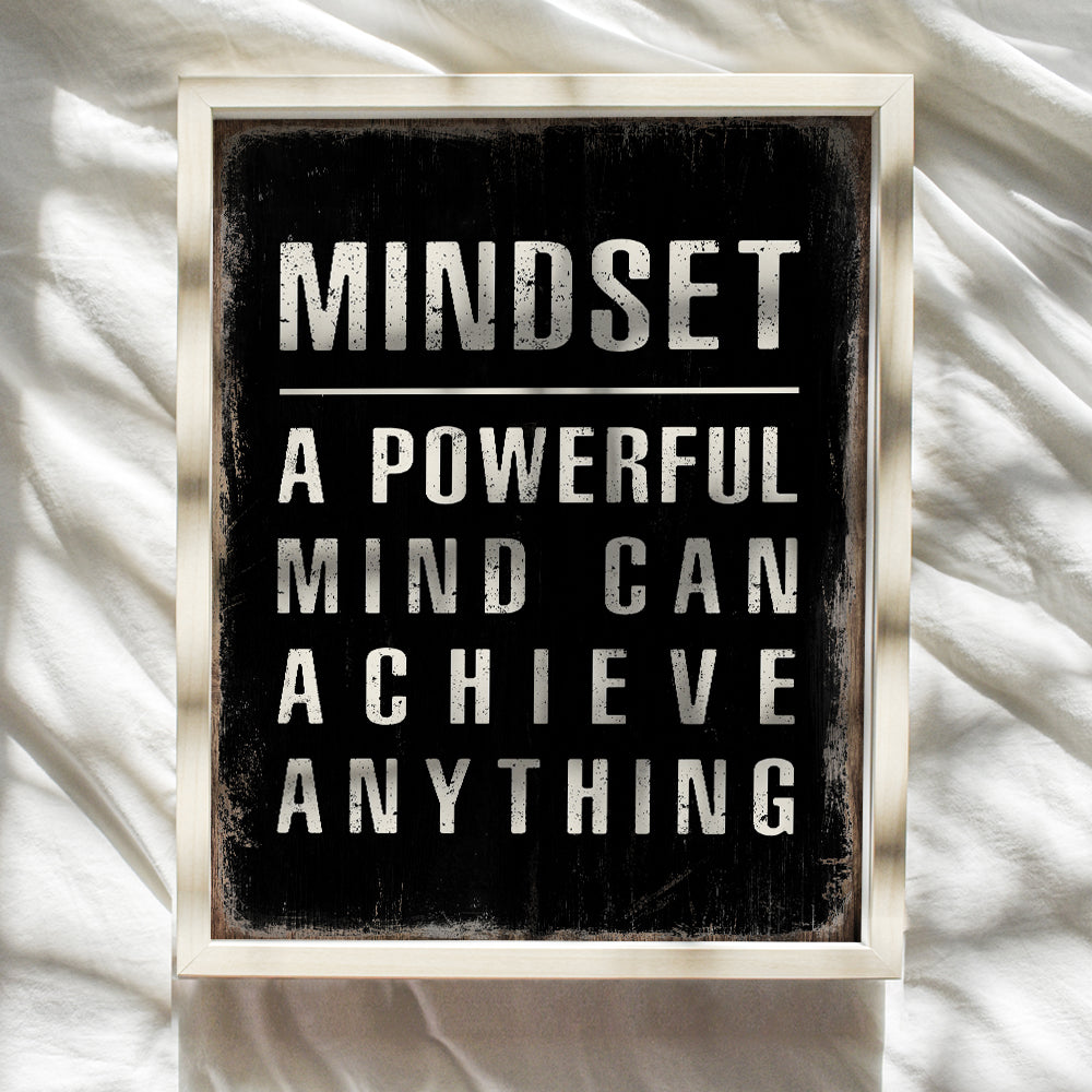 Positive Quotes Motivational Wall Art & Decor - Mindset Is Everything - Encouragement Gifts - Home Office Decor - Growth Mindset Posters for Classroom - Inspirational Sayings for Women, Men