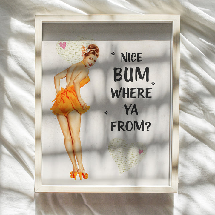 Cute Retro Bathroom Wall Decor Pinup Print - Funny 1950s Vintage 8x10 Wall Art Poster for Bath, Powder Room - Great Unique Humorous Gift for Women - UNFRAMED Picture Decoration - Peach