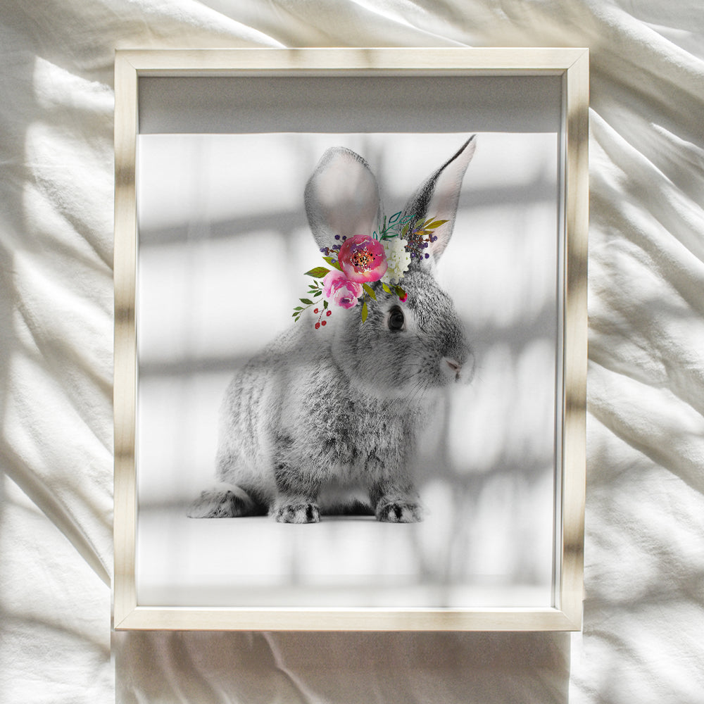 Baby Room, Nursery Decor Art Print, Wall Art Poster - Unique Home Decoration for Boys, Girls, Kids Bedroom - Great Inexpensive Gift for Baby Shower, New Moms - 8x10 Photo Unframed - Bunny Rabbit