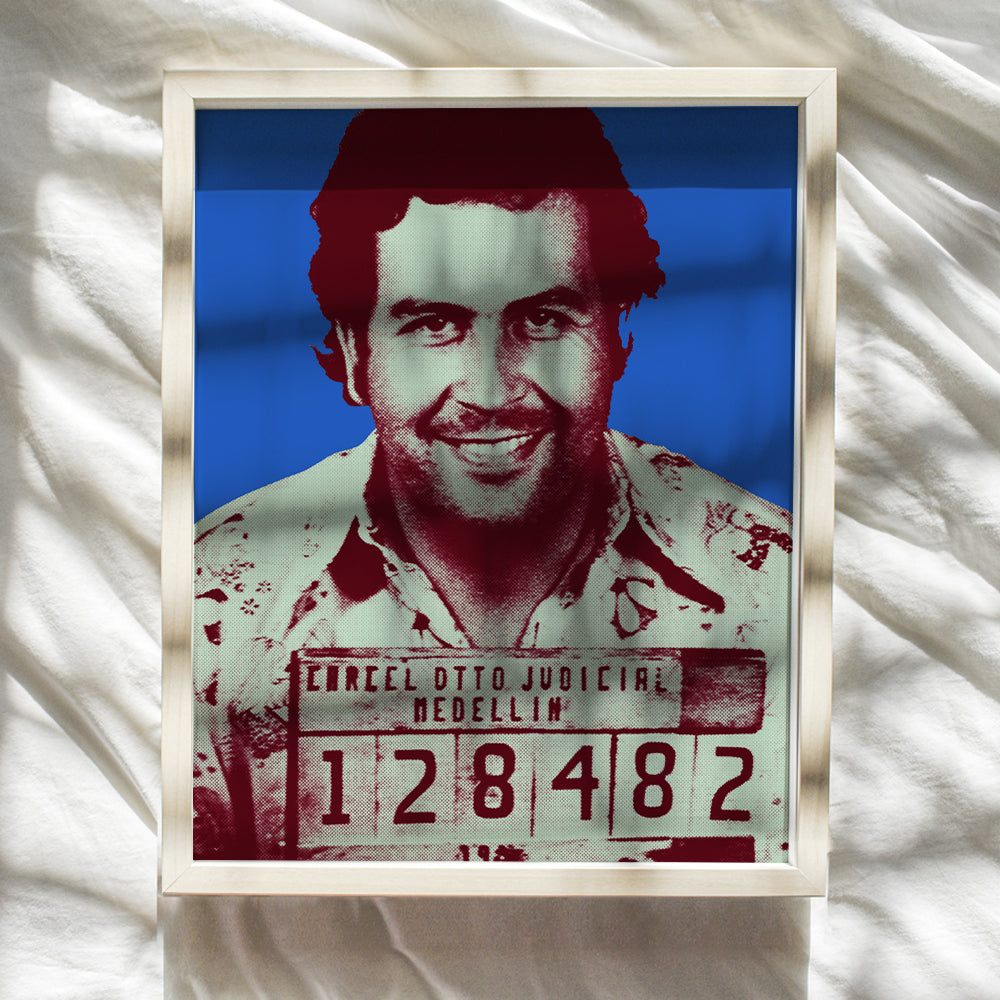 Pablo Escobar Mugshot Wall Art, Contemporary Home Decor - Andy Warhol Style Poster Print - Unique Room Decorations for Dorm Room, Apartment, Teens Room, Man Cave - A Great Gift - 8x10 Photo Unframed