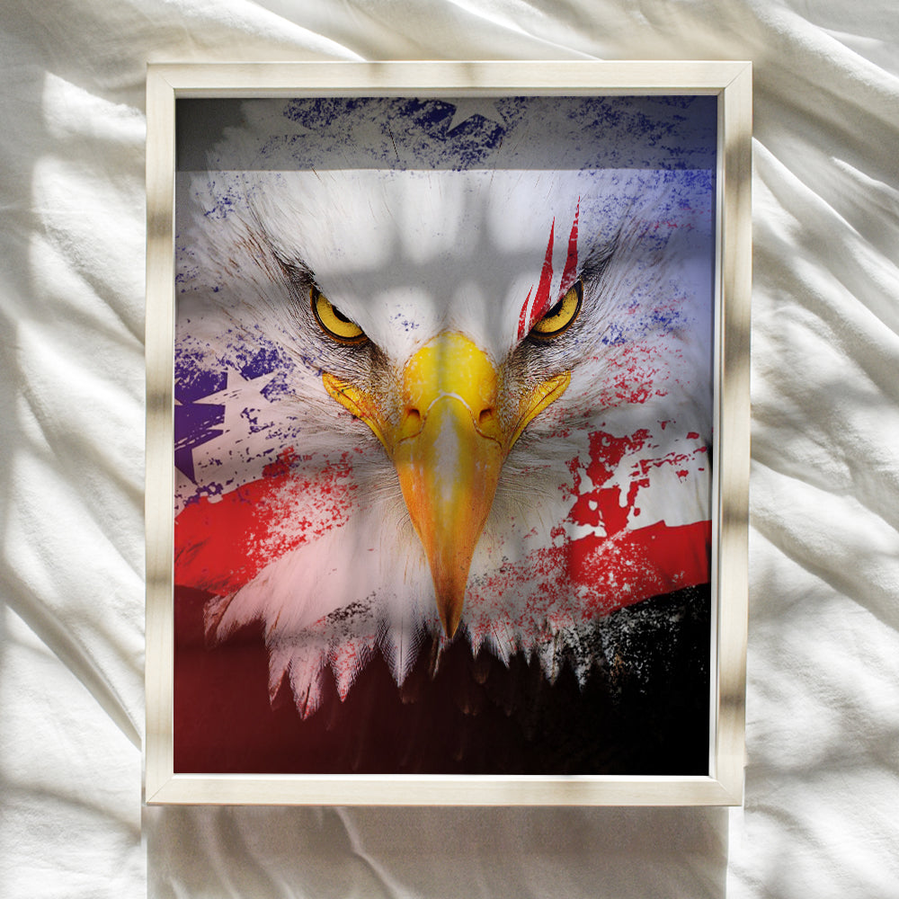 American Eagle Art Print - Patriotic Wall Art Poster Decoration - Gift for Men, Patriot, Military Veteran - Unique Home Decor for Bar, Living Room, Man Cave - 8x10 Photo Unframed