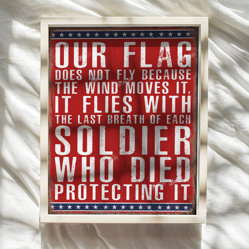 American Flag Patriotic Military Home Decor, Room Decoration Wall Art - Gift for US Veteran, Soldier, Marine, Army, Air Force, Navy, Coast Guard, Vet, Men, Women - Unframed Poster Sign Print