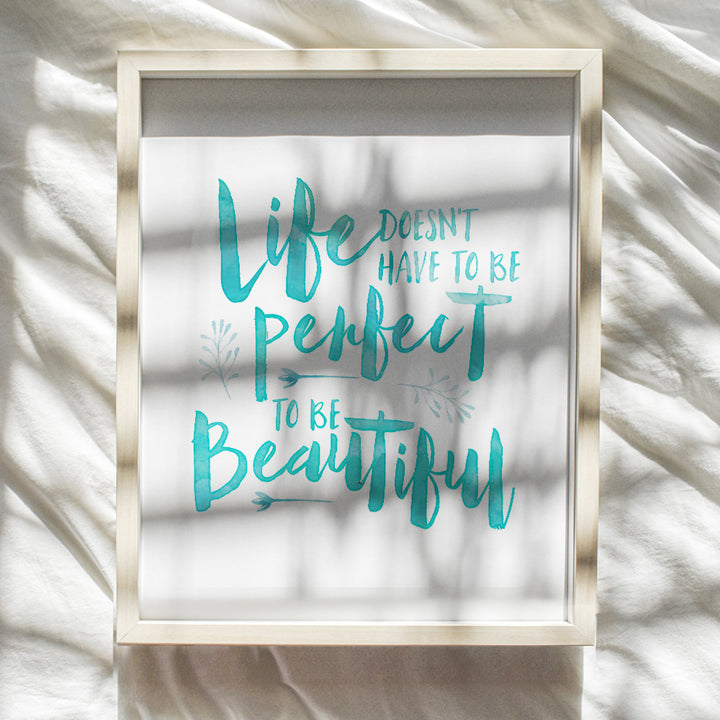 Inspirational Positive Quotes Wall Decor - Blue Wall Art, Room Decoration for Bathroom, Kitchen, Living Room, Home Office, Bedroom - Encouragement Gifts for Women - 8x10 Sign Poster Print