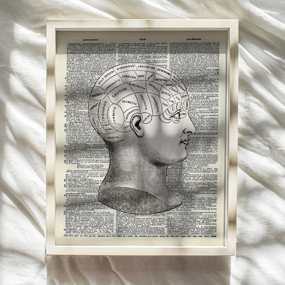 Phrenology Upcycled Dictionary Wall Art Print - Vintage 8x10 Unframed Photo - Great Gift for Steampunk and Human Anatomy Lovers - Cool Home Decor