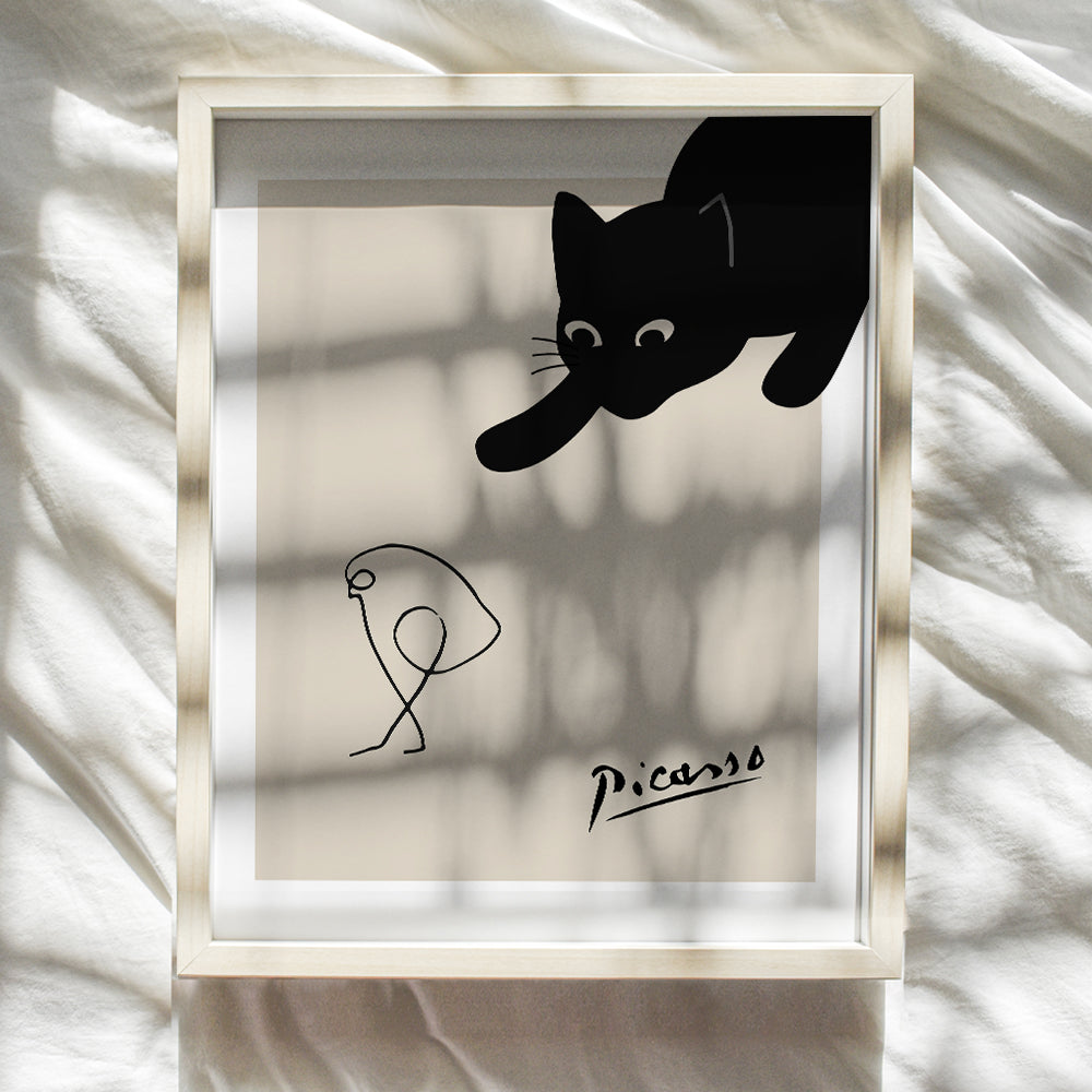 Pablo Picasso Wall Art - Black cat Home Decor - Cat Wall Art - Picasso Poster - Cat Wall Decor - Pablo Picasso Poster - Pablo Picasso print - Pablo Picasso Art - Cute Cat Lover Gift for Women - Bird