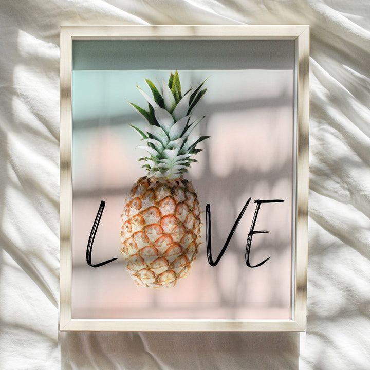 Pineapple decor - Tropical Wall Decor - Love Wall Decor - Beach House Decor - Kitchen Wall Decor - Dining Room Wall Art - Romantic Art Gifts for Her - 8x10 Unframed