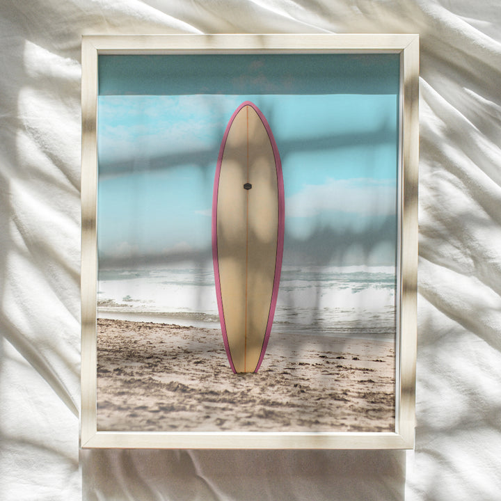 Beach Surfboard Wall Art Print - 8x10 Nautical Decor Ocean Photo Picture for Beach Home, Office, Living Room, Bathroom, Bath, Bedroom - Gift for Surfing Fans, Surfers