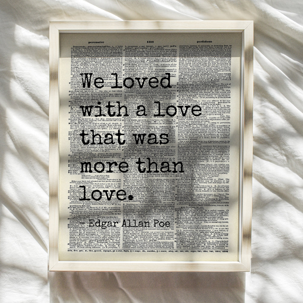 Edgar Allan Poe Quote Wall Art Decor - Gift for Wife, Girlfriend, Women, Her, Anniversary - 8x10 Dictionary Art Decoration for Living Room, Bedroom, Bathroom - UNFRAMED Annabel Lee Poem Poster Print