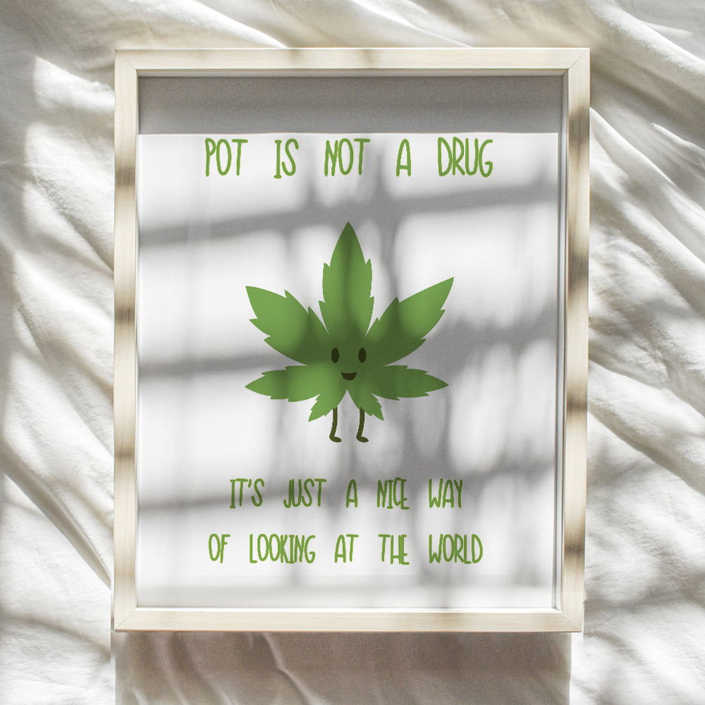 Marijuana Art Print - Funny Typography Wall Art Poster - Unique Home Decor for Bedroom, Den, Dorm Room - Gift for Pot, Weed, Ganja, Stoner, 4/20 Fans - 8x10 Photo Unframed