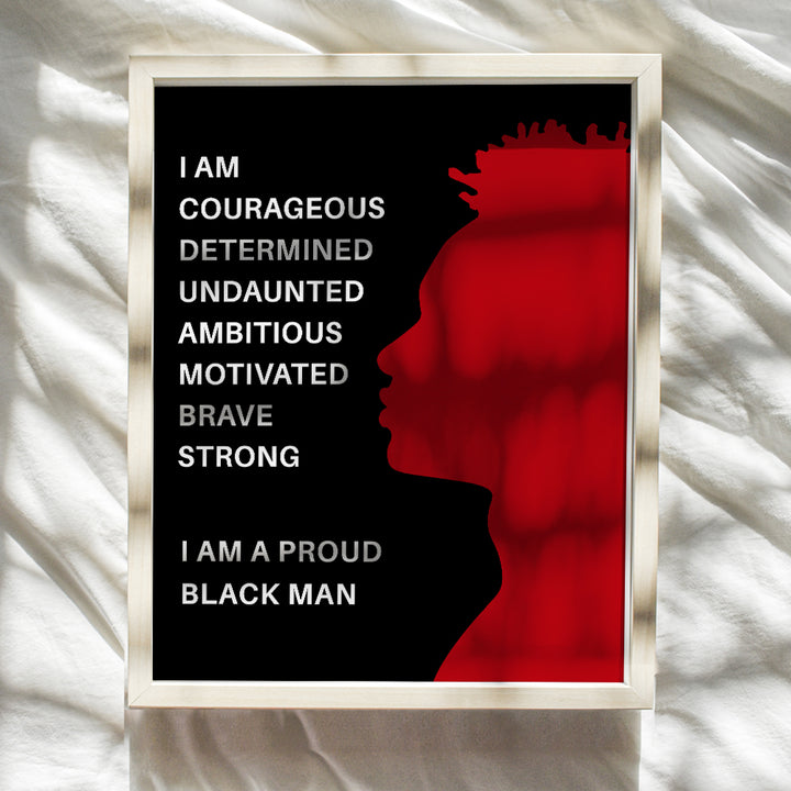 Proud Black Man Poster - 8x10 African American Motivational Wall Art - Black Wall Art - Black Pride Room Decor - Gift for Men, Boys, Teens Bedroom, Classroom, Living Room, Home, Apartment, Dorm