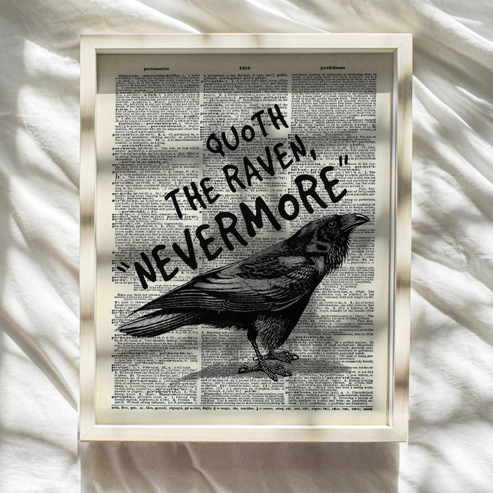 Edgar Allan Poe Goth Decor - Gothic Home Decor - The Raven Poster 8x10 - Creepy Vintage Wall Art - Nevermore Halloween - The Crow - Funny Unique Affordable Gift - Dictionary Art Photo Picture Print