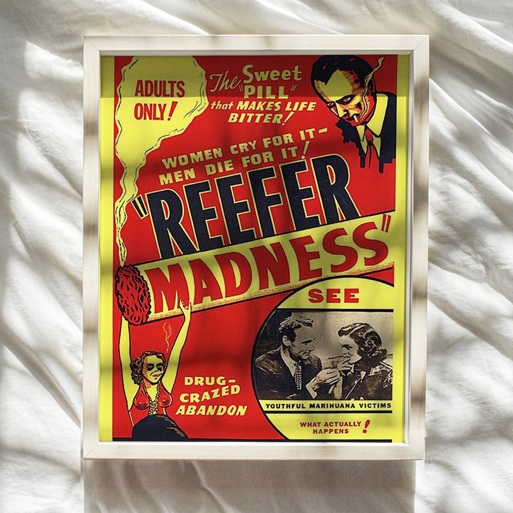 Reefer Madness - Dope Wall Art - Marijuana Decorations - Pothead Gifts - Weed Gifts - Cannabis Gifts - Stoner Room Decor Accessories - Ganja Wall Art for Men, Women - 8x10 Vintage Movie Poster