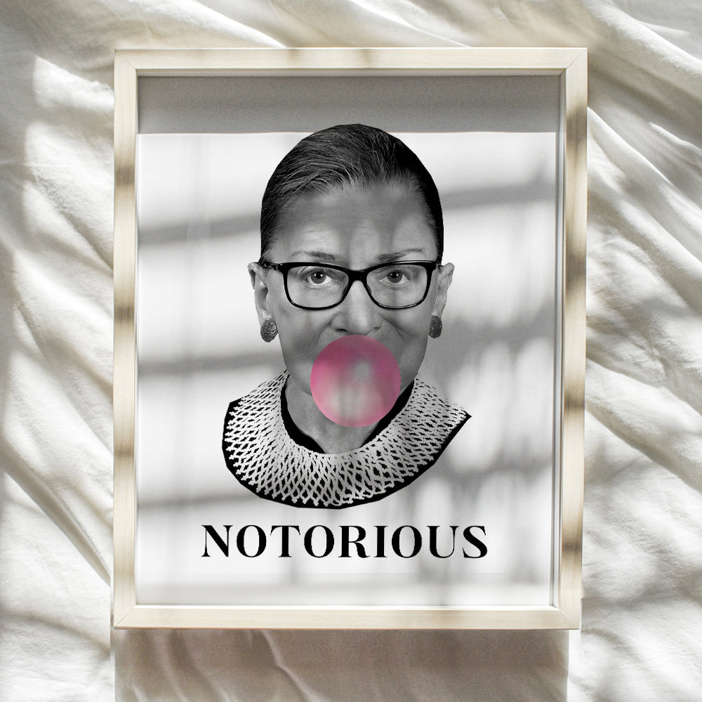 Ruth Bader Ginsburg Wall Art Print - Funny Notorious RBG Poster - Modern Chic Home Decor for Bedroom, Living Room, Office - Great Gift for Democrats, Liberals, Feminists - 8X10 Photo - Unframed