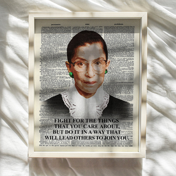 Ruth Bader Ginsburg Wall Art Print - Inspirational Quote Dictionary Home Decor Picture - Upcycled Motivational Decoration for Office, Living Room, Apartment - Gift for RBG Fans - 8x10 Poster