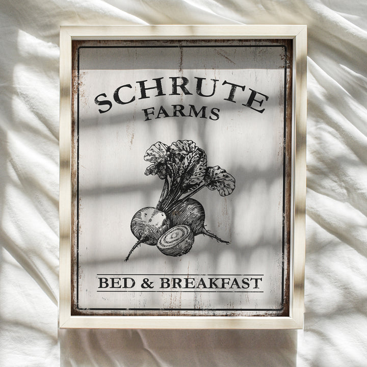 Schrute Farms Bed and Breakfast Poster Print - Funny 8x10 Wall Decor, Home Art Decoration - Unique Humorous Gift for The Office TV Show, Michael Scott, Dwight Schrute Fans - Unframed Photo Picture