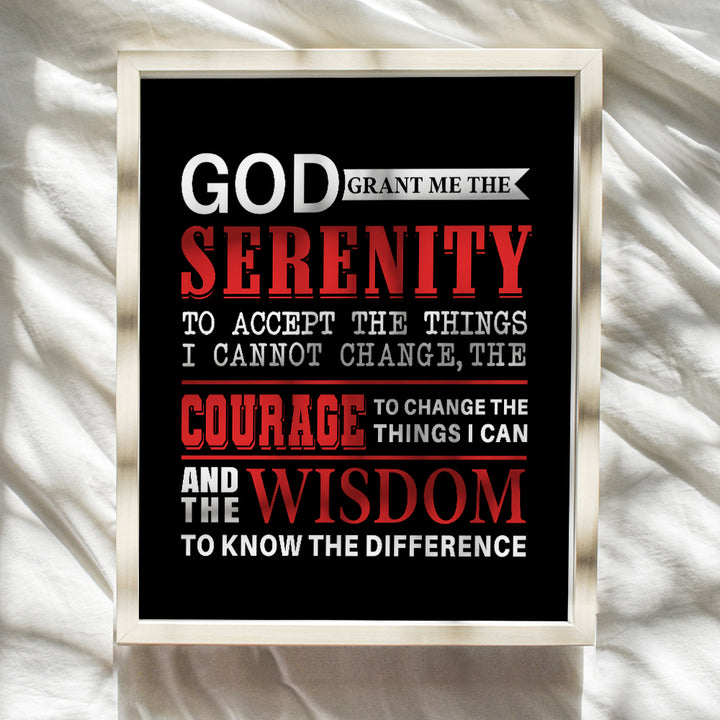 Serenity Prayer Art Print - AA Recovery Wall Art Poster - Perfect Gift for 12 Step Participants - Unique Home Decor for Kitchen, Bedroom, Man Cave, Office - 8x10 Photo Unframed