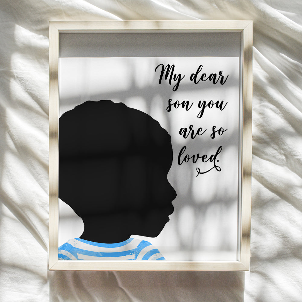 African American Boys Room Decor - Black Boys Bedroom Decor - Wall Art for Little Boys, Toddler Boys, Baby Boys Bedroom, Kids Room - Son Gifts -Cute Afro American Home Decoration