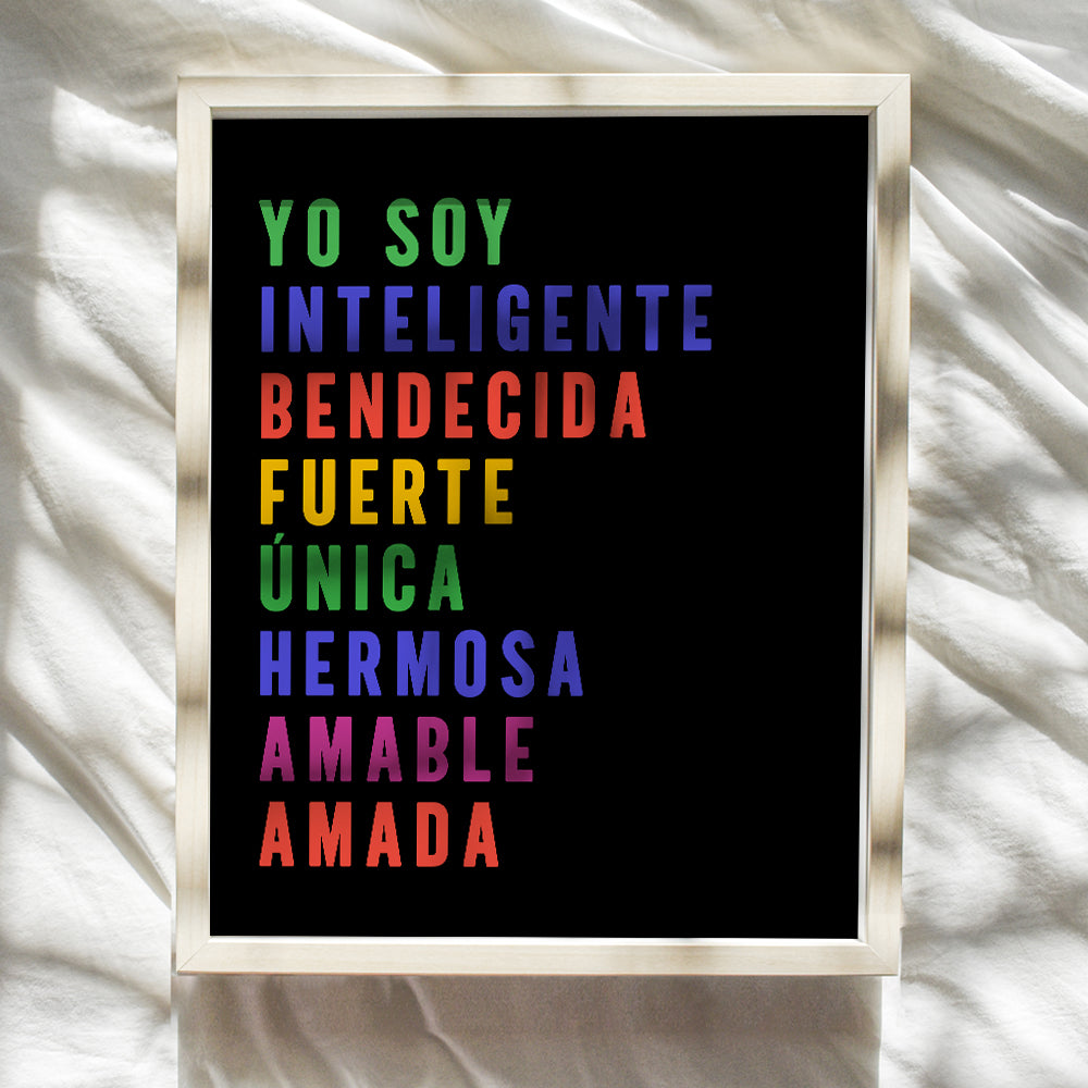 Decoracion Para Mujer y Ninos - Decoracion Para Sala - Afirmaciones Positivas - Spanish Classroom Decor - Decoracion de Pared- Inspirational positive Quotes, Kids, Women - Mexican Wall Art, Regalos