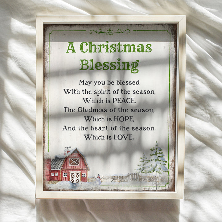 Old Fashioned Country Christmas Decorations - Rustic Farmhouse Christmas Decor - Cute Xmas Decorations - Christian Religious Christmas Home Decor - Unique Retro Vintage Holiday Wall Decor Poster