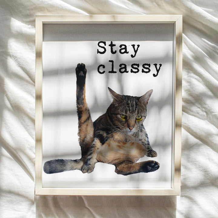 Cat Wall Art Decor - 8x10 Poster Photo Print for Bathroom, Home or Apartment Decoration - Funny Gift for Cat Lovers, Animal Lovers, Pet Owners, Kitty or Kitten Fans