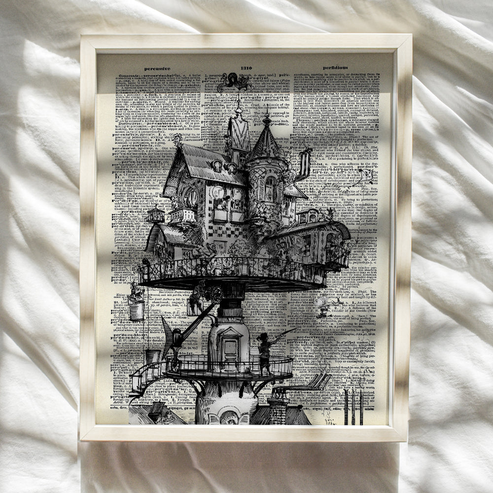 Steampunk Decor - Steampunk Wall Art - Fantasy Wall Decor - Fantasy Art - Dictionary Art - 8x10 Unframed Picture Poster Print